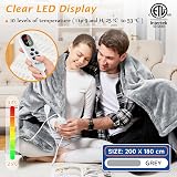Mia&Coco Electric Heated Blanket King Size 200x180cm 10 Heat Levels LED view 2