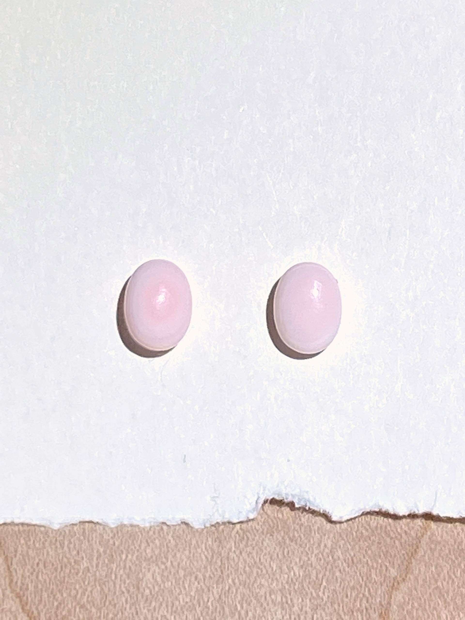 6x8mm oval Pink Queen Conch Shell and Sterling Silver Post Earrings