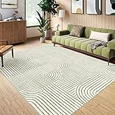 LUXRUG Washable Area Rug 5x7 - Boho Living Room Rug Soft Indoor Carpet Ultra-Thin Sage Green Modern Abstract Rainbow Rugs for Bedroom Dining Room Nursery Classroom Home Decor