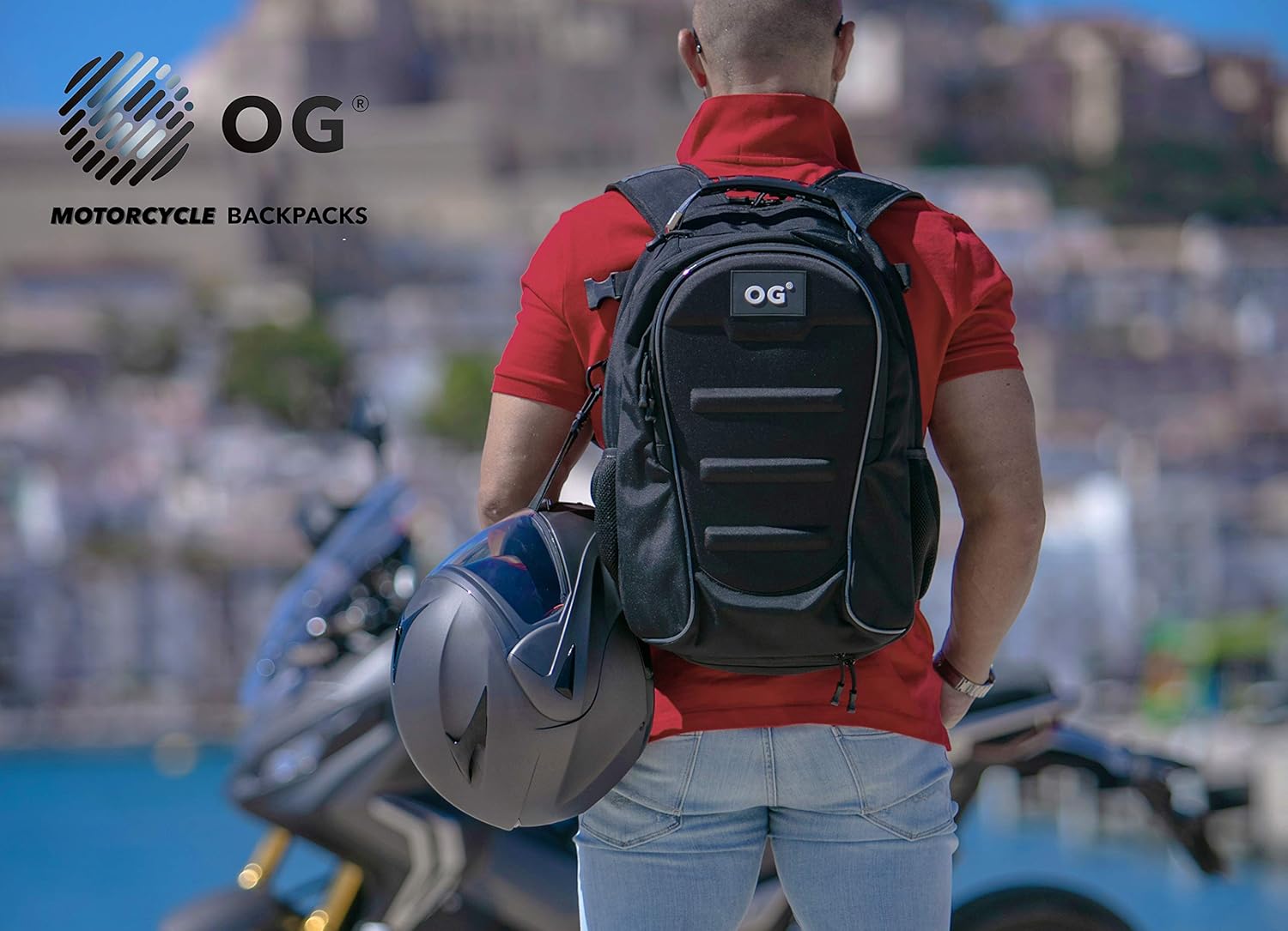 OG Original CityRunner Motorcycle Backpack, Waterproof, Expandable, 30-35L, Motorbike Helmet Bag, Helmet Strap - Image 3