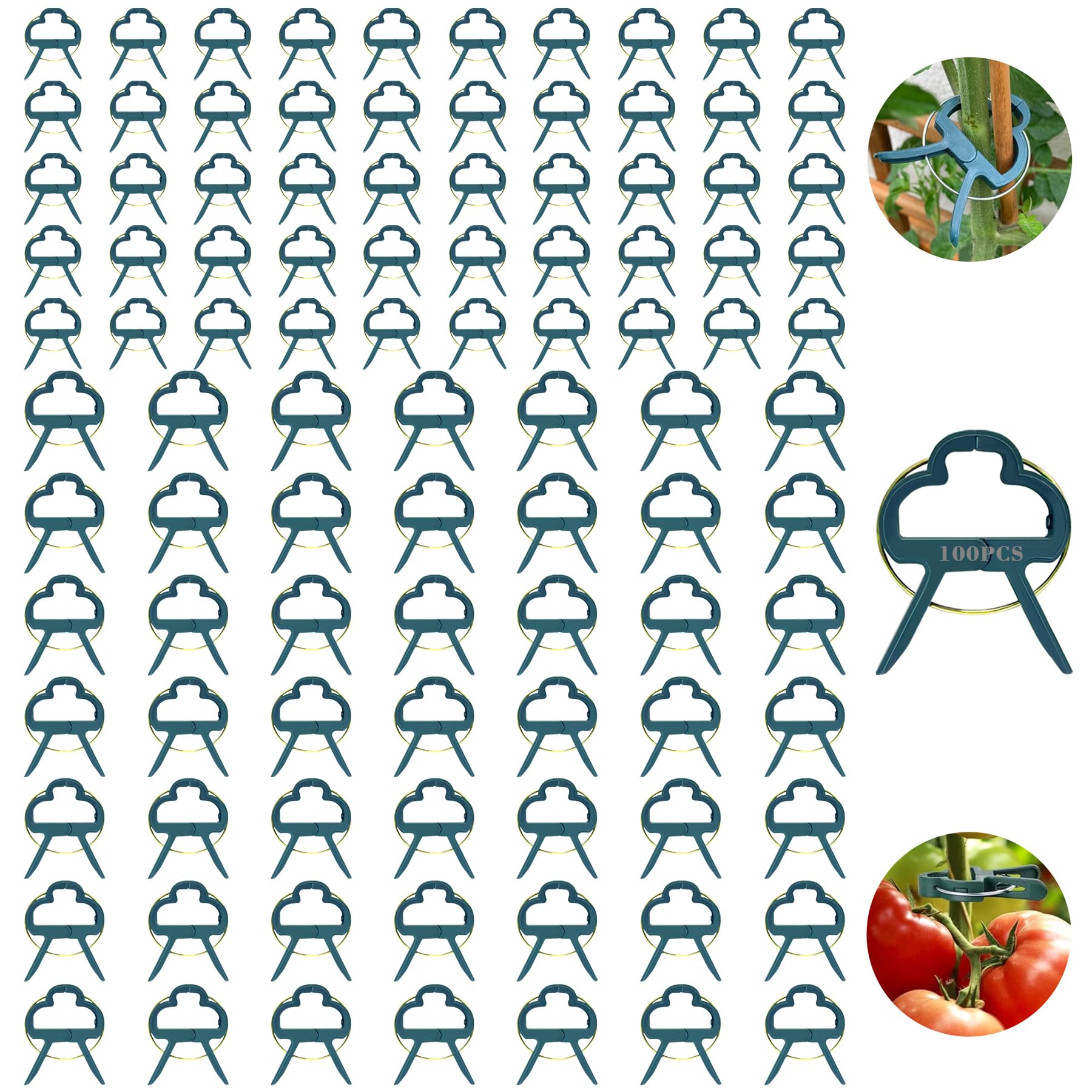 YeahBoom 100 Pieces Garden Plant Support Clips, Plant Support Clips, Garden Plant Clips, Plastic Garden Plant Flower Clips, Clip for Gardening Grafts, Tomato Vegetable Clips