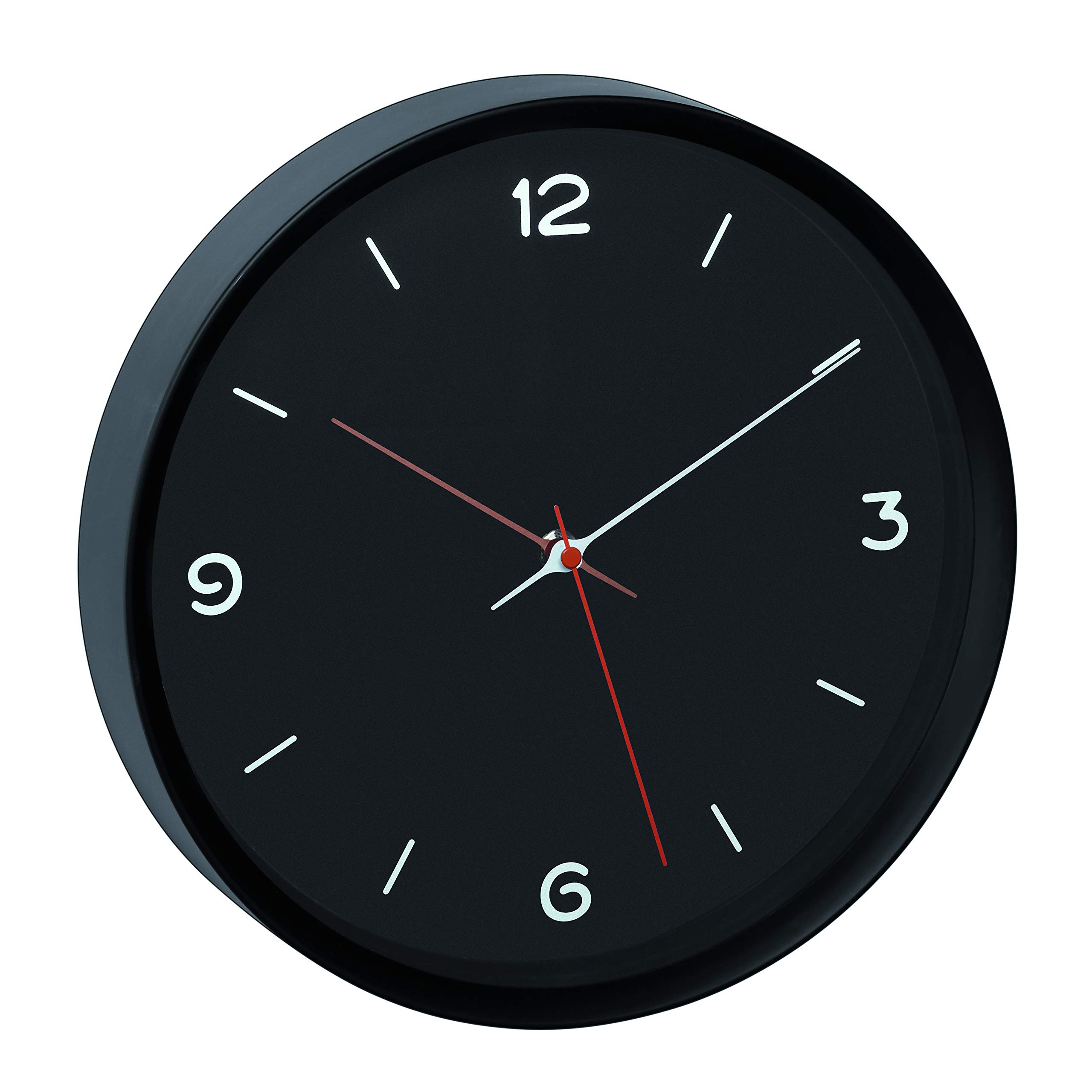 TFA Dostmann Analog Wall Clock, 60.3056.01, Silent Sweep Movement, Glass Cover, Black, L315 x W50 x H340 mm