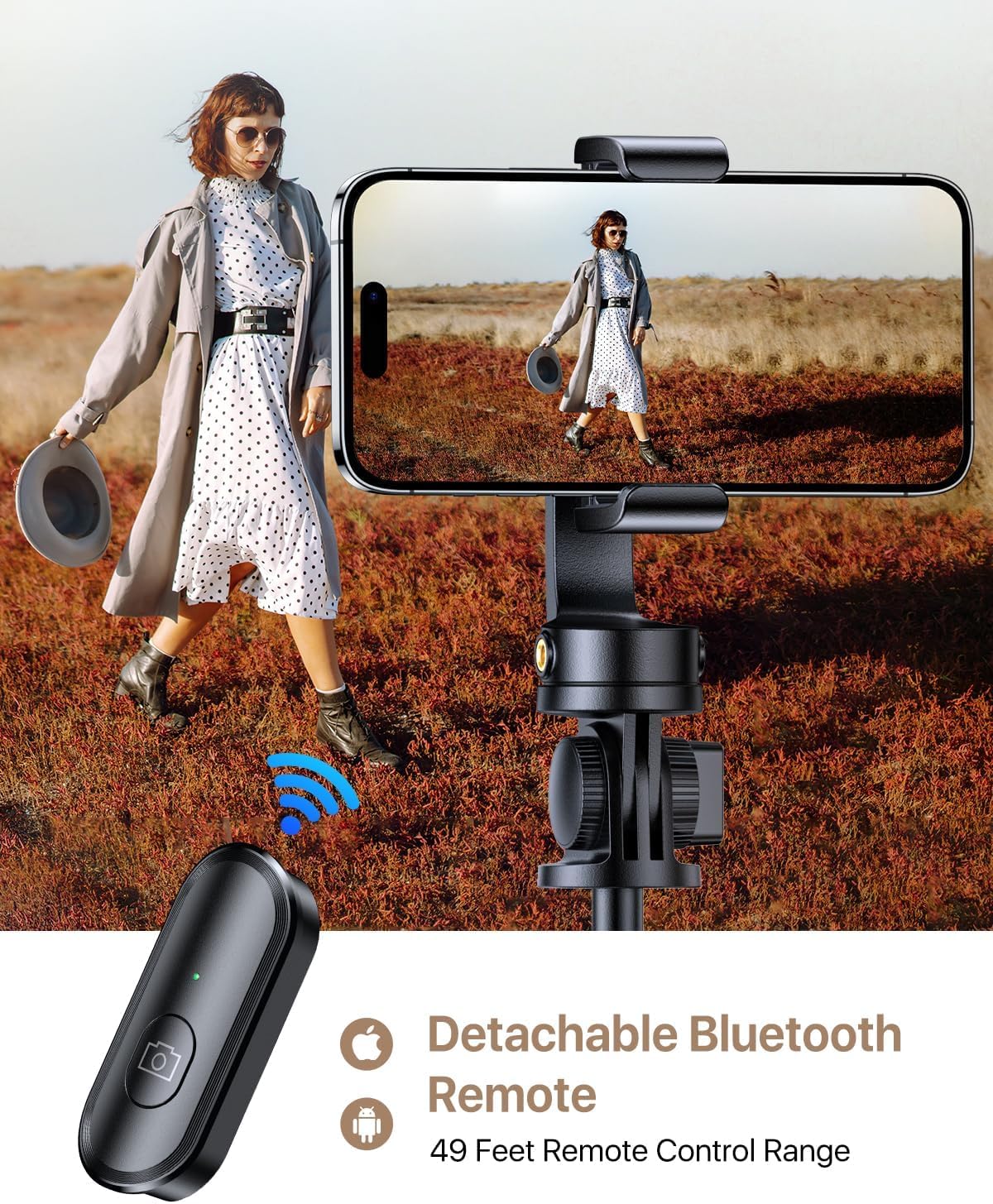 andobil MagStick Selfie Stick Tripod Compatible with MagSafe [Redefined Phone Tripod] 63.5