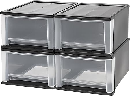Amazon Com Iris 17 Quart Stacking Drawer 4 Pack Black Home