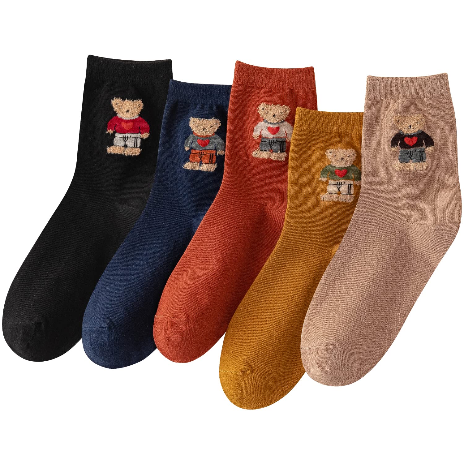Patterned Crew Socks Iig Pairs Womens Cute Animal Fake