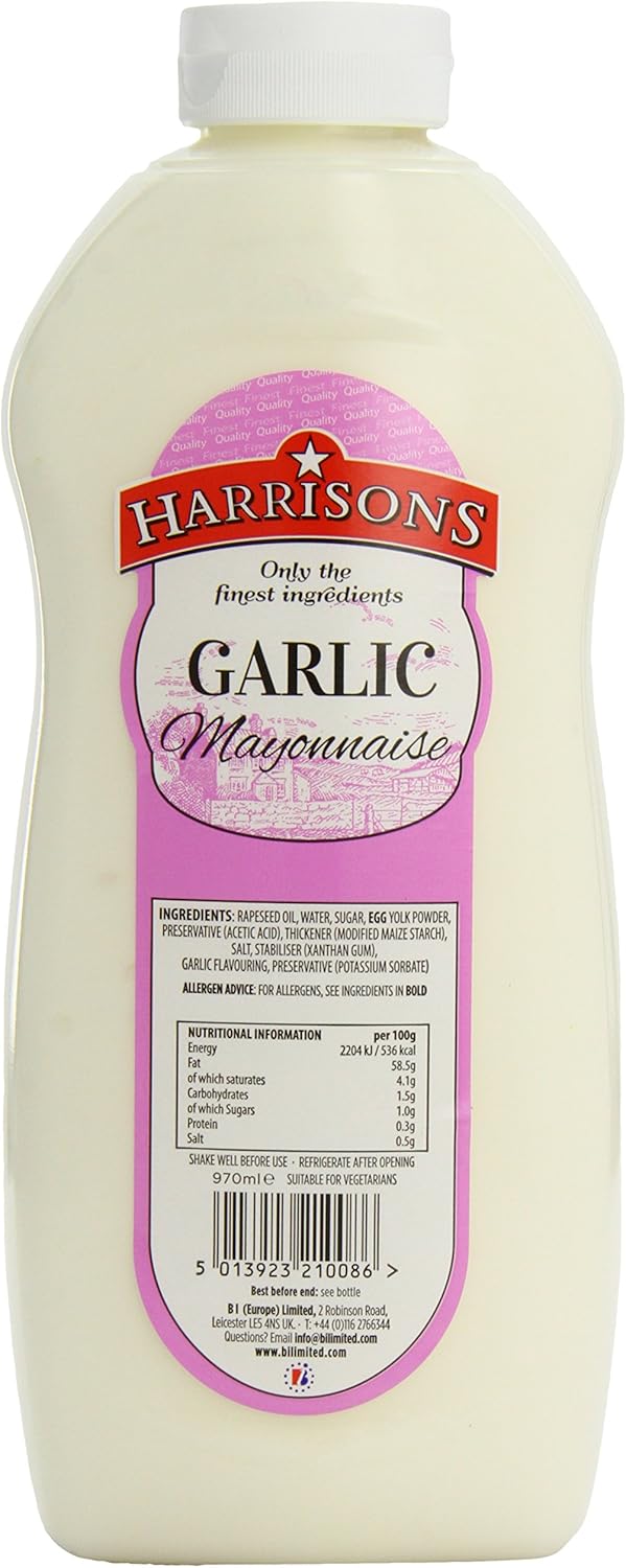 Harrisons Garlic Mayonnaise 970 ml (Pack of 4) Amazon.co.uk Grocery