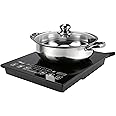 Rosewill Induction Cooker 1800 Watt, 5 Pre-Programmed Induction Cooktop, Electric Burner with Stainless Steel Pot 10" 3.5 QT 18-8, RHAI-15001