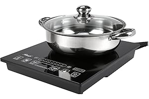 Rosewill Induction Cooker 1800 Watt, 5 Pre-Programmed Induction Cooktop, Electric Burner with Stainless Steel Pot 10" 3.5 QT 18-8, RHAI-15001