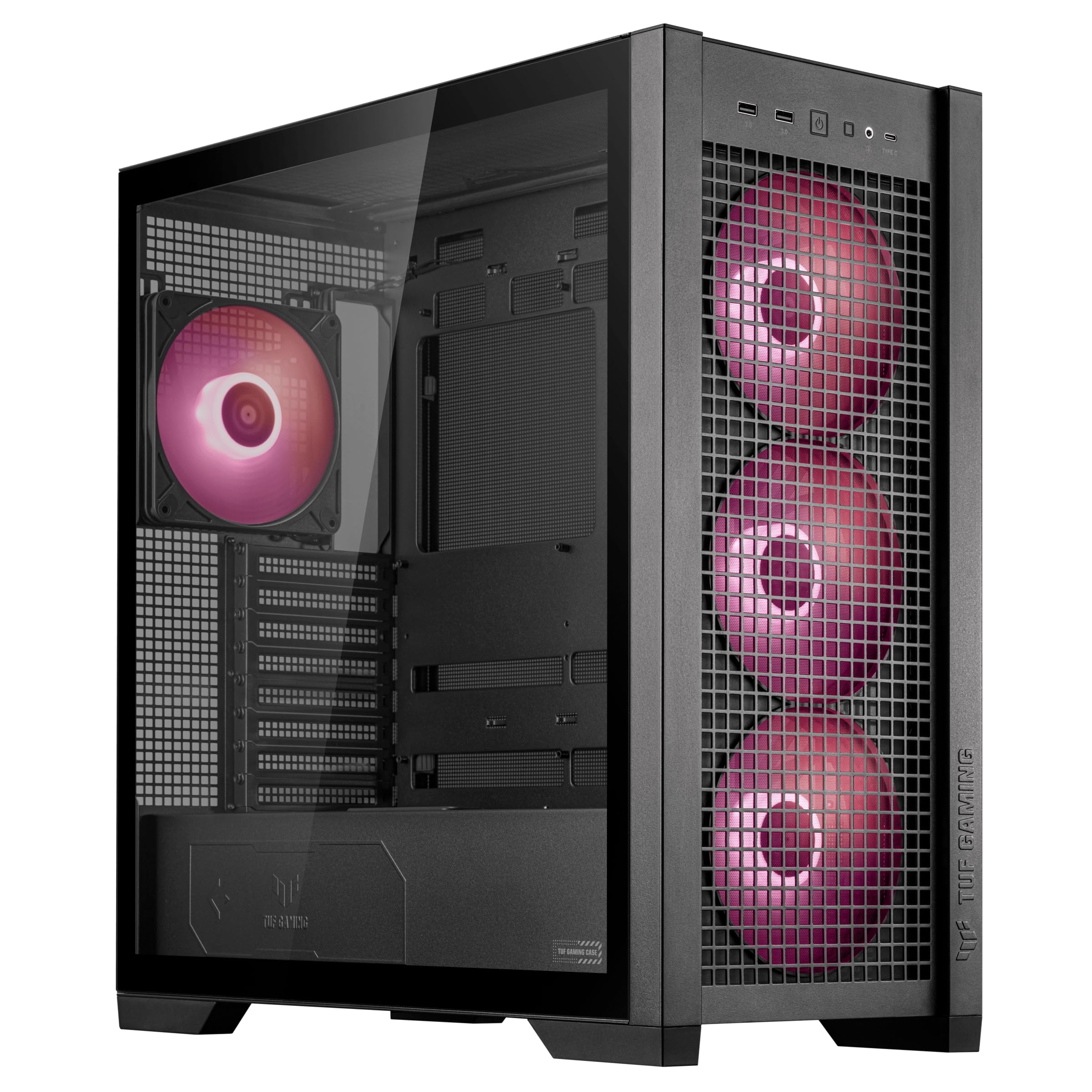 ASUS TUF Gaming GT302 ARGB ATX Mid-Tower Case Four 140x28mm ARGB Fans for Airflow & Static Pressure, Interchangeable Panel, Detachable top Panel, Hidden-Connector Motherboard Support Image