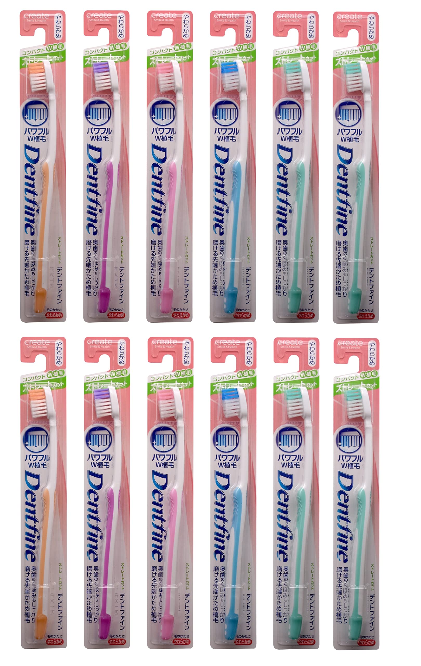 BULK LIFE デントファイン ラバー 歯ブラシ ストレートカット やわらかめ 12本の商品画像