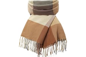 fauson Winter Scarf for Women, Winter Warm Women's Scarves, Soft Blanket Scarf Classic Tassel Plaid