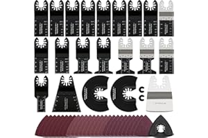 CYRICO Oscillating Saw Blades, 50 PCS Multitool Blades Universal Oscillating Tool Blades for Wood Plastics Metal, Compatible with Dewalt Milwaukee Rockwell Bosch Ridgid Craftsman Multi Tools Accessories