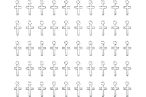 Ruwado 50 Pcs Mini Cross Charm Metal Mini Pendant Beads for Jewelry Making Finding Necklace Bracelet Earring Keychain DIY Gift Idea Handmade Craft Accessories