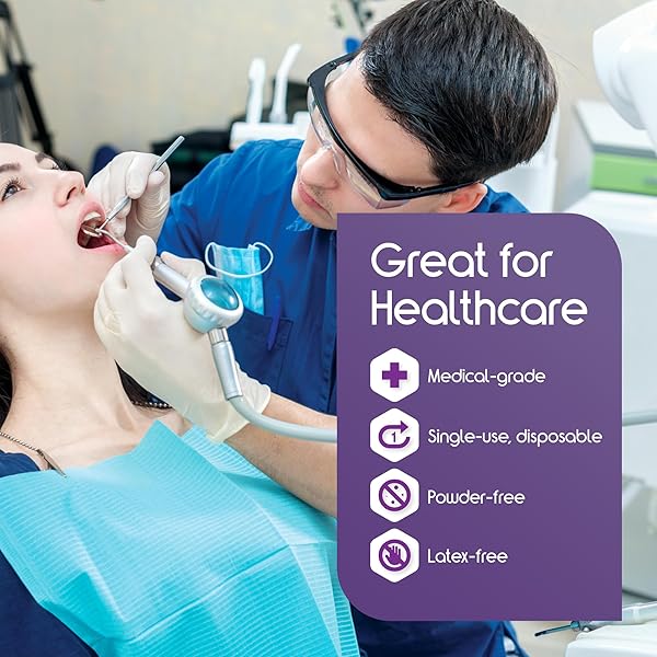 INSPIRE MEDICAL EXAM GLOVES | POWDER FREE STRETCH VINYL GLOVE | DISPOSABLE LATEX FREE GLOVES FOOD SAFE FOR COOKING AND HOME USE