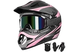 Yesmotor Youth Dirt Bike Helmet Quick Release Buckle - Dirt Bike Helmets for Kids 8-14, Youth ATV Helmet (Gloves Goggles Mask) 4Pcs Set - DOT Approved