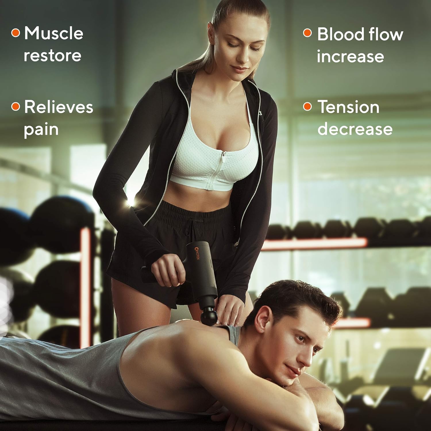 Muscle Massage Gun Deep Tissue Percussion Muscle Massager Gun for Athletes Pain Relief Therapy and Relaxation, Percussive Chiropractor Massager - Six Different Heads for Different Muscle Groups: Health & Personal Care