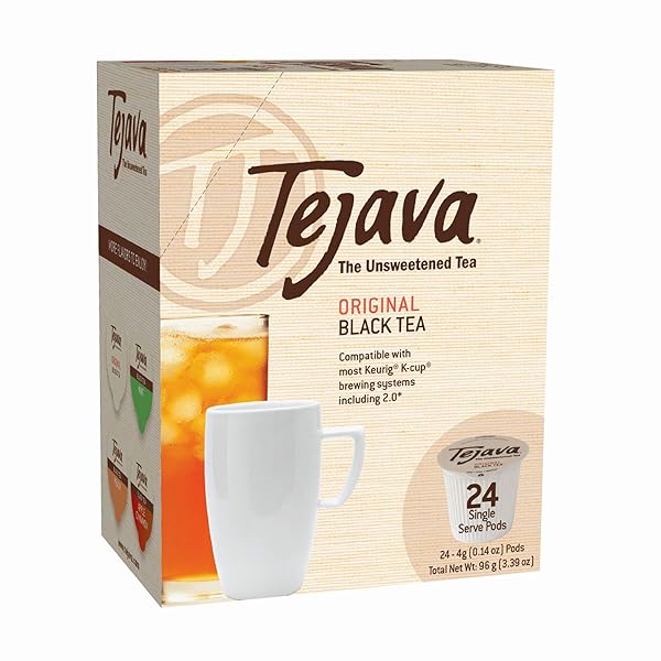 TEJAVA ORIGINAL UNSWEETENED BLACK TEA PODS, AWARD-WINNING TEA, 100% RECYCLABLE SINGLE SERVE CUPS (24 PACK)