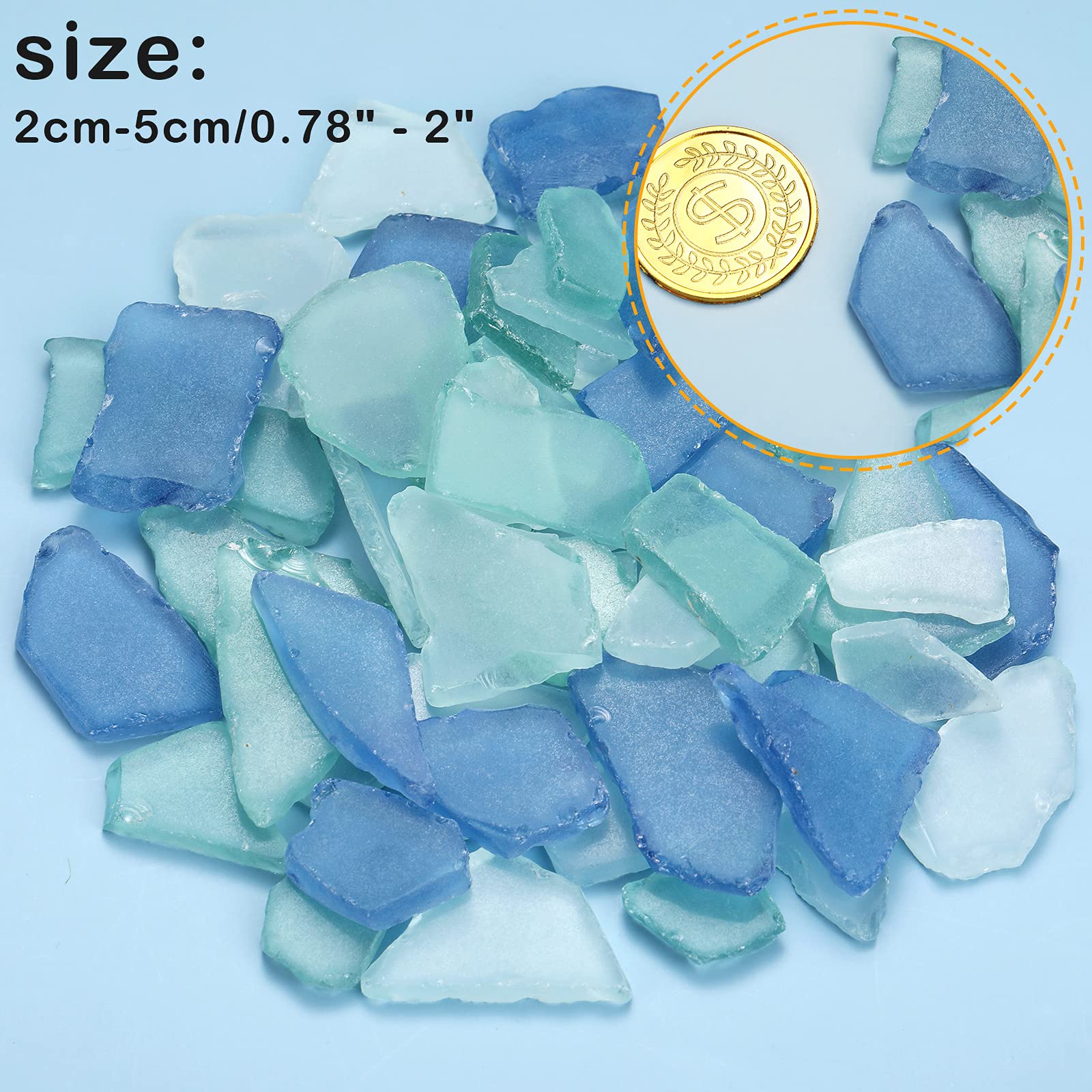 Jetec Sea Glass for Crafts Seaglass Pieces Decor Flat Frosted Sea Glass Vase Filler Crushed for Beach Wedding Party Decor Home Aquarium DIY Art Craft Supplies(Blue, White, Green)