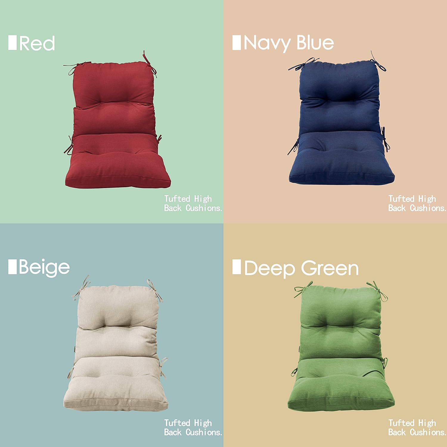 BOSSIMA Outdoor Indoor High Back Chair Tufted Cushions Comfort Replacement Patio Seating Cushions Beige: Kitchen & Dining