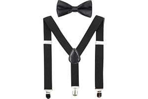 HANERDUN Kids Suspenders Bowtie Sets Adjustable Suspender Set for Boys and Girls