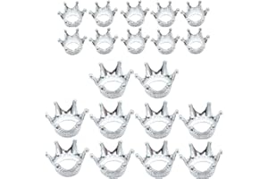 Nwsrayu 2 sizes 20 pcs Metal Silver Crystal Ball Stands Globe Stone Holders Sphere Displays Mini Crown Lensball Base for Balls,Tennis, Marbles, Collections 20/30/40/50/60/70/80/100mm (10S+10L)