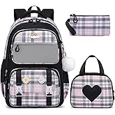 MOMUVO Girls Backpack with Lunch Box, Backpack and Lunch Box Set, School Bags for Girls Kindergarten Elementary Preschool Middle