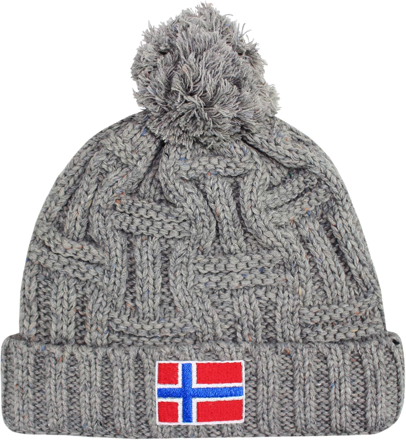 TeddyTs Norway Flag Chunky Knit Thermal Bobble Hat Grey Amazon.co.uk