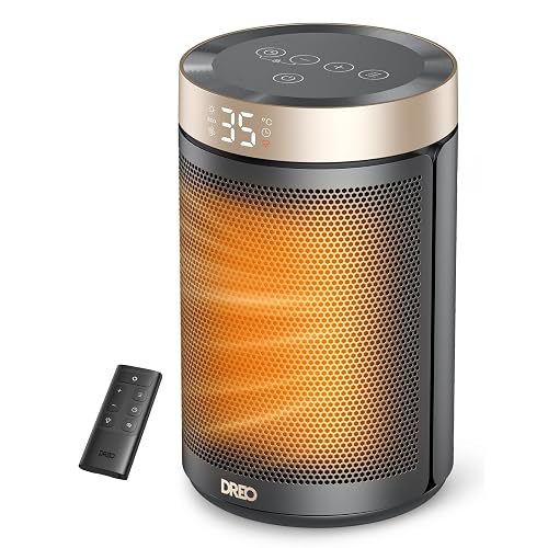 DREO Space Heater for Indoor Use, 1500W PTC Ceramic Safety Heater with Thermostat for Bedroom Home Office, Portable Electric Heaters with Remote, 3 Modes, Overheat & Tip Over Protection, 12H Timer