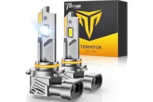 Termitor Upgraded 9005/HB3 Light Bulbs, 50,000LM 10X Ultra-Bright 6500K Cool White, 360° Adjustable Quick Install, Real 1:1 Size Direct Replacement 9005 Fog Light Bulb, Plug N Play, Pack of 2