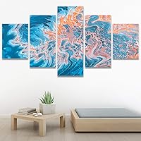 SIGNWIN 5 Panel Canvas Wall Art Modern Art Abstract Fluids for Home Decorations Ready to Hang - 60