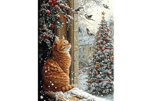 CANRICHSHOP Cat Paint by Numbers Kit for Adults,Winter Painting by Numbers,DIY Acrylic Paint Kit for Adults Beginners Without Frame,Easy Christmas Adult Paint by Number Kits on Canvas for Decor 16x20inch