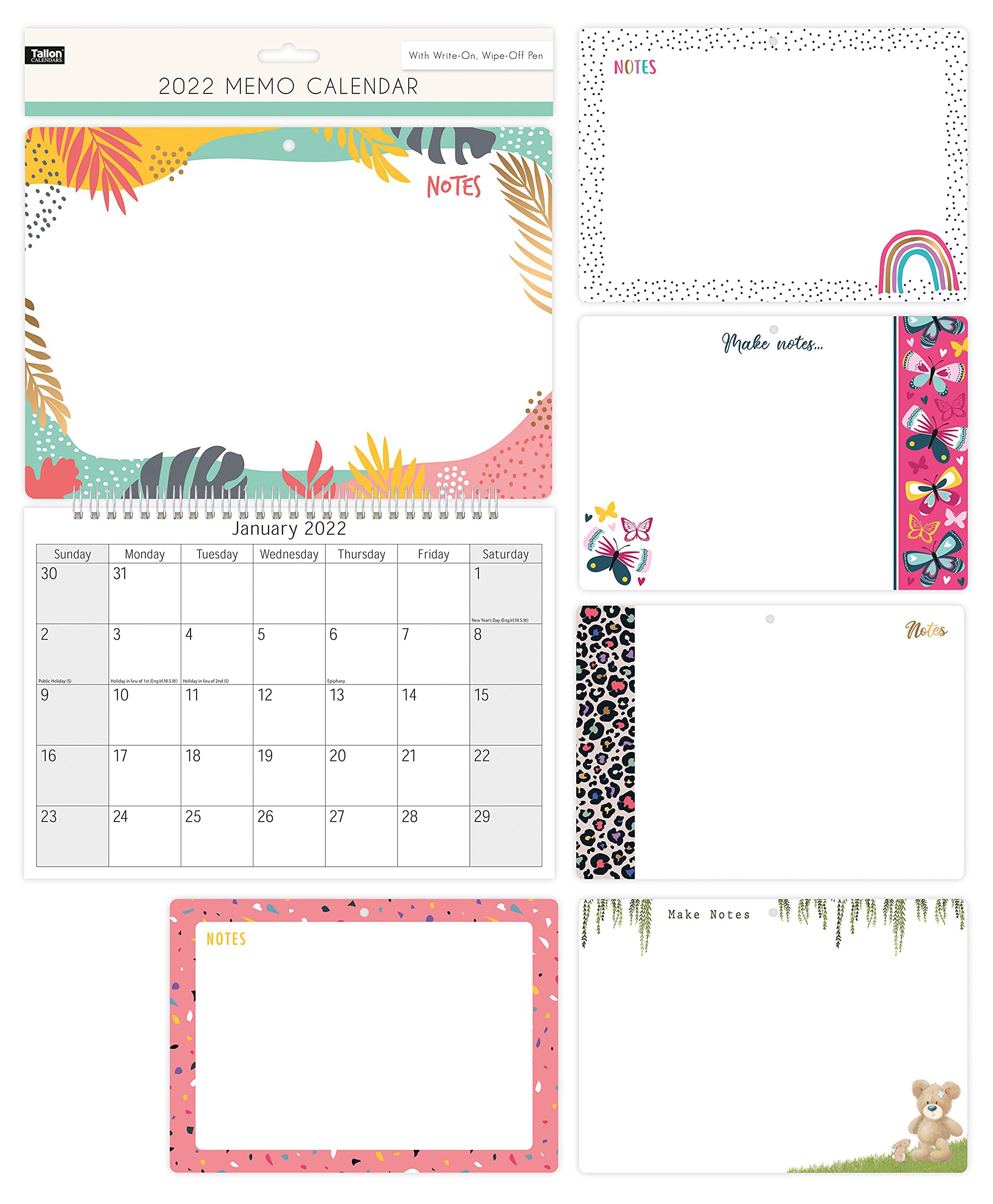 Tallon 3050 - 2021 Illustrated Memo Calendar with Pen, Multicoloured(Design may vary)