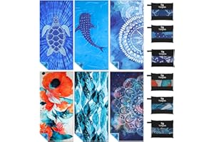 YONGOES 6 Pack Microfiber Lightweight Thin Beach Towel Sand Free Quick Dry Super Absorbent Large Towels for Swimming Pool Yoga Gym Travel Vacation Beach Accessories Essentials for Adults