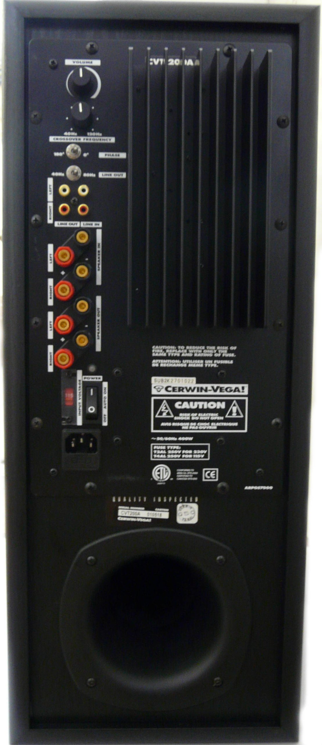 Cerwin Vega CVT200 12 inch 300 Watts Powered Home Subwoofer (MADE IN