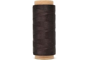 Round Waxed Thread for Leather Sewing - Leather Thread Wax String Polyester Cord for Leather Craft Stitching Bookbinding by Mandala Crafts 0.45mm 219 Yards Chocolate Brown