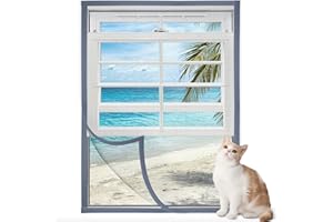 Homealexa Adjustable Window Screen, Easy Install Self-Adhesive Mesh with Reinforced Edge, Max 39"x 59" Sturdy Mesh Window Screens Replacement