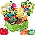 hahaland Baby Toys 6-12 Months - Fruits Vegetables Garden Plant Plush, 6 Month Old Toys Sensory Toy Carrot Flower with Rattle