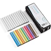 Kedudes Dustless Chalk with Eraser (24pk) - 12 Colored Chalkboard Chalk + 12 White Chalk for Chalkboard & Chalk Board Eraser,