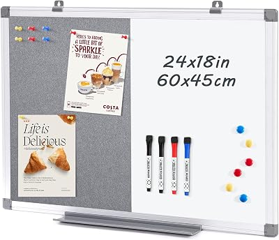 MAKELLO Combination Felt Magnetic Notice Board 60x45cm Aluminum Frame Office