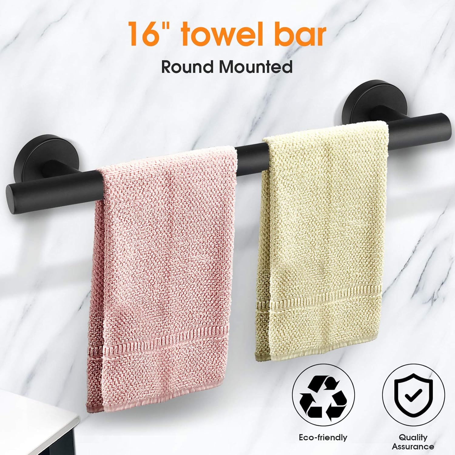 Bathroom Hardware Set, Tomic Matte Black Towel Bar, Thickened SUS304 Stainless Steel Bathroom Towel Rack Set Include 16'' Bathroom Towel Bar, Toilet Paper Holder and 2 Robe Hooks, 4Pcs: Kitchen & Dining