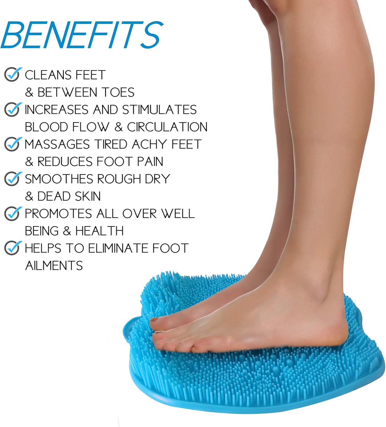 Shower Foot Massager Scrubber - Improves Foot Circulation & Reduces Foot Pain - Soothes Tired Achy Feet and Scrubs Feet Clean - Non Slip with Suction Cups: Health & Personal Care