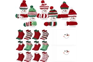 Halfchet 12 Sets Christmas Snowman Candy Wrapper Gift Kit with Xmas Fuzzy Socks Winter DIY Candy Chocolate Bar Wrappers Craft Snowman Gift Boxes Kit for Holiday Favor Supplies