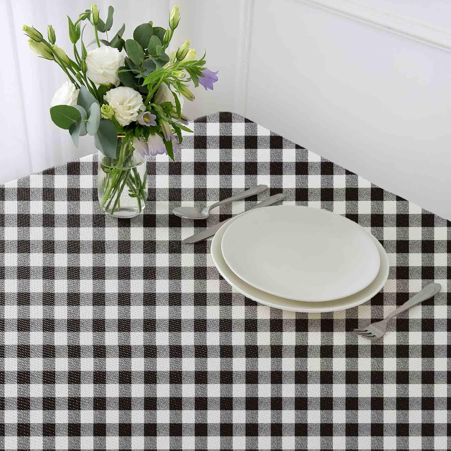 Artisan Flair AF6090-100 Black and White Checkered Tablecloth for Family Dinners Or Gatherings, Indoor or Outdoor Parties-60 x 90"