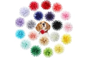 WILLBOND 20 Pcs 4.7 Inch Dog Collar Flowers Bow Multicolored Pet Bow Collar Charms Accessories for Puppy Cat Dog Pet Grooming Accessories