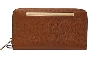 Fossil Women's Liza Leather Wallet Zip Around Clutch with Wristlet Strap, Black (Model: SL7878G001)