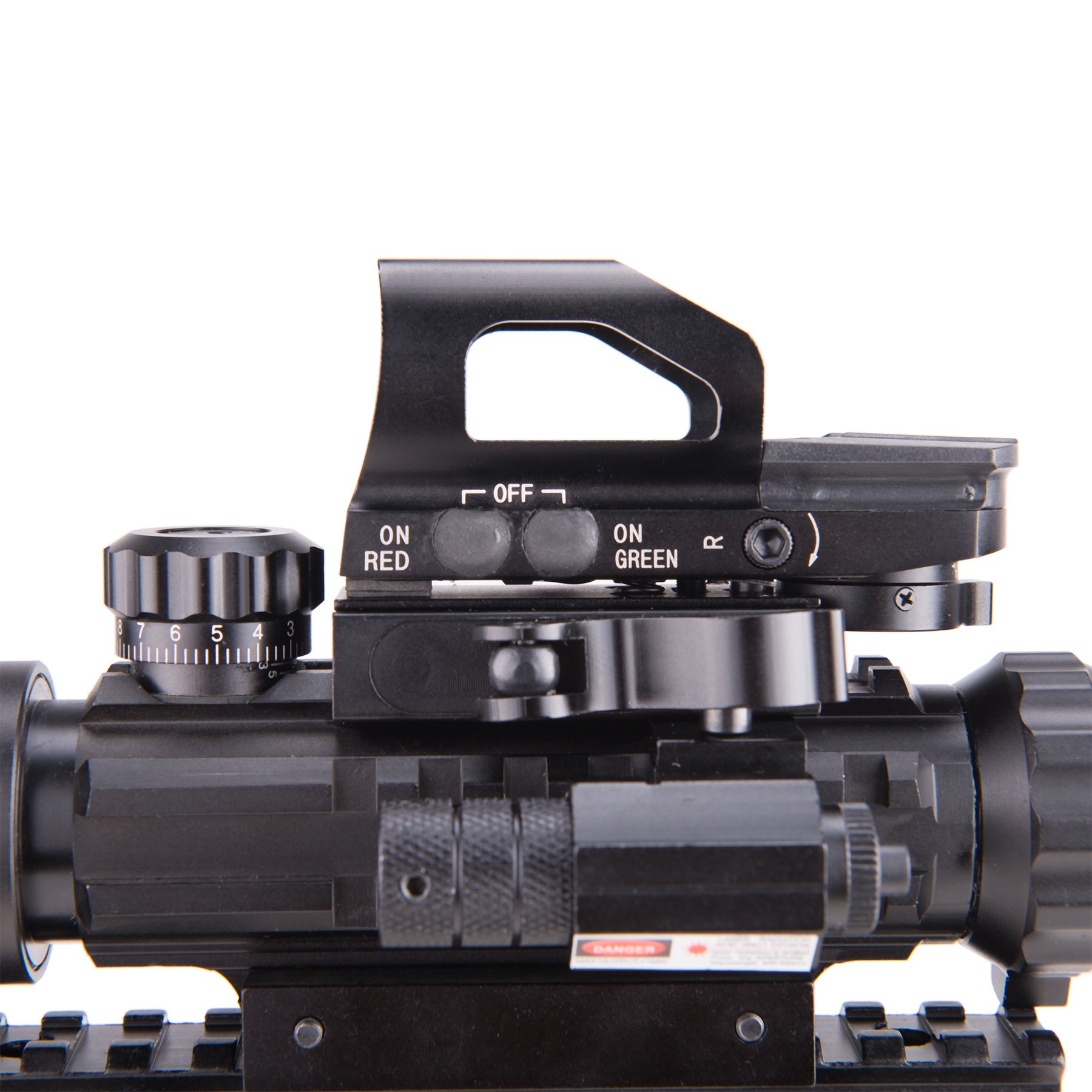 Pinty Rifle Scope 39x32 Rangefinder Illuminated Reflex Sight 4 Reticle Red Dot Laser Sight with