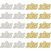 FASHEWELRY 60pcs 2025 Graduation Charms Golden Silver 2025 Year Charms Alloy Number 2025 Pendants for Graduation Cap Tassel New Year Jewelry Making