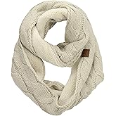 C.C Women's Winter Cable Knit Sherpa Lined Warm Infinity Pullover Scarf