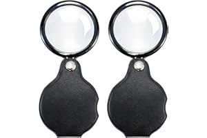 Qancekoo 2 PCS Pocket Magnifying Glasses with Rotating Protective Sheath, Handy Folding Magnifier Mini Magnifying Lens Magnif
