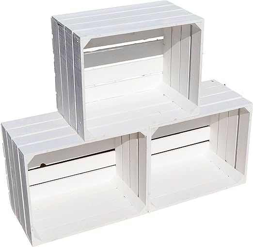 LOTE DE 3 CAJAS DE MADERA TIPO FRUTA BLANCO VINTAGE: Amazon.es: Hogar